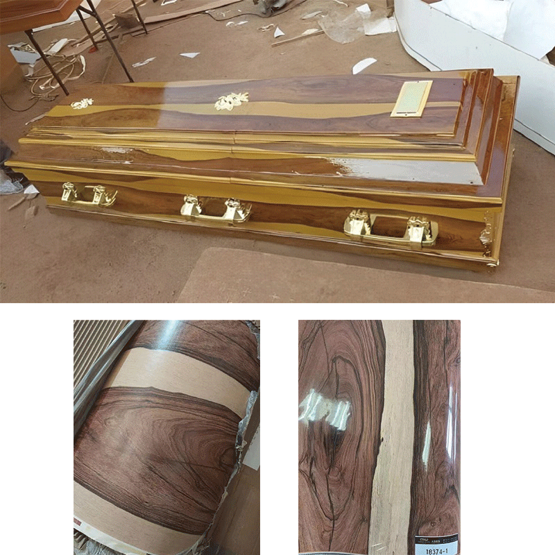 Coffin covered with decorative paper